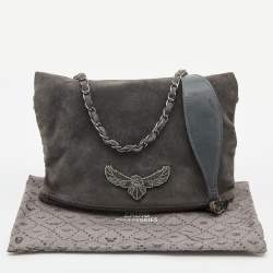 Pre Owned Zadig & Voltaire Grey Suede  Rock Crossbody Bag 