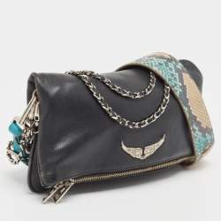 Pre Owned Zadig & Voltaire Black Leather Rock Clutch