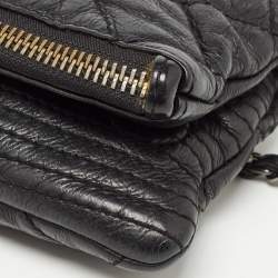 Pre Owned Zadig & Voltaire Black Quilted Leather Rocky Foldover Shoulder Bag