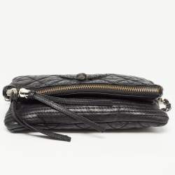 Pre Owned Zadig & Voltaire Black Quilted Leather Rocky Foldover Shoulder Bag
