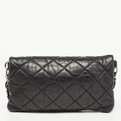 Pre Owned Zadig & Voltaire Black Quilted Leather Rocky Foldover Shoulder Bag
