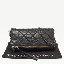 Pre Owned Zadig & Voltaire Black Quilted Leather Rocky Foldover Shoulder Bag