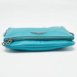 Zadig & Voltaire Blue Leather Rock Fold Over Shoulder Bag