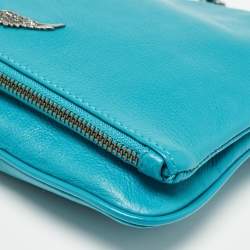 Zadig & Voltaire Blue Leather Rock Fold Over Shoulder Bag