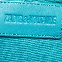 Zadig & Voltaire Blue Leather Rock Fold Over Shoulder Bag