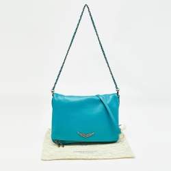 Zadig & Voltaire Blue Leather Rock Fold Over Shoulder Bag