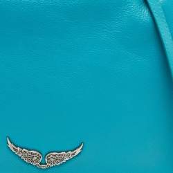 Zadig & Voltaire Blue Leather Rock Fold Over Shoulder Bag