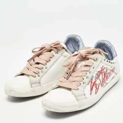Zadig & Voltaire White Leather and Suede Lace Up Sneakers Size 36