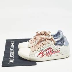 Zadig & Voltaire White Leather and Suede Lace Up Sneakers Size 36