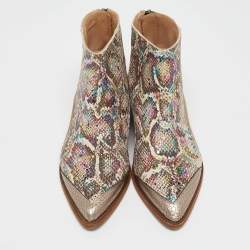 Zadig & Voltaire Multicolor Python Embossed And Suede Ankle Boots Size 38