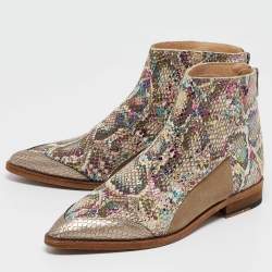 Zadig & Voltaire Multicolor Python Embossed And Suede Ankle Boots Size 38