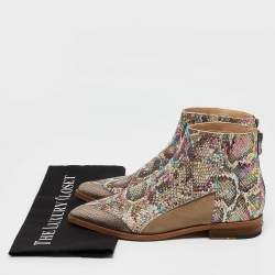 Zadig & Voltaire Multicolor Python Embossed And Suede Ankle Boots Size 38