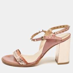Zadig & Voltaire Metallic/Pink Leather Ankle Strap Sandals Size 39