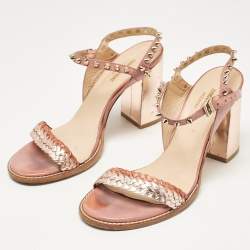 Zadig & Voltaire Metallic/Pink Leather Ankle Strap Sandals Size 39