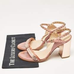 Zadig & Voltaire Metallic/Pink Leather Ankle Strap Sandals Size 39