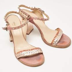 Zadig & Voltaire Metallic/Pink Leather Ankle Strap Sandals Size 39