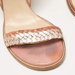 Zadig & Voltaire Metallic/Pink Leather Ankle Strap Sandals Size 39