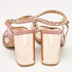 Zadig & Voltaire Metallic/Pink Leather Ankle Strap Sandals Size 39