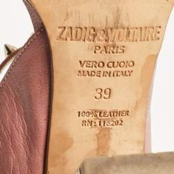 Zadig & Voltaire Metallic/Pink Leather Ankle Strap Sandals Size 39