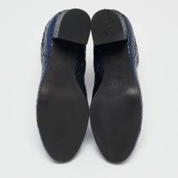 Zadig & Voltaire Blue Python Embossed Leather Block Heel Ankle Boots Size 36