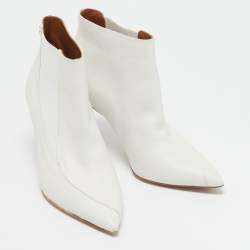 Zadig & Voltaire White Leather Ankle Length Boots Size 36