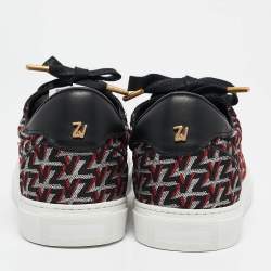 Pre Owned Zadig & Voltaire Black/Burgundy Leather and Suede Low Top Sneakers Size 37