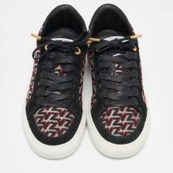 Pre Owned Zadig & Voltaire Black/Burgundy Leather and Suede Low Top Sneakers Size 37