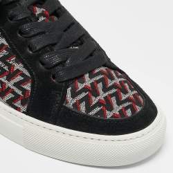 Pre Owned Zadig & Voltaire Black/Burgundy Leather and Suede Low Top Sneakers Size 37