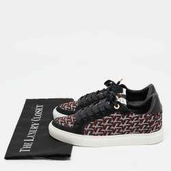 Pre Owned Zadig & Voltaire Black/Burgundy Leather and Suede Low Top Sneakers Size 37