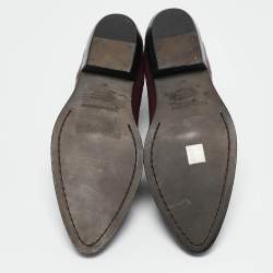 Pre Owned Zadig & Voltaire Burgundy Leather Studded Ankle Length Boots Size 41