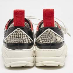 Zadig & Voltaire Black/Red Python Embossed and Leather Blaze Sneakers Size 38