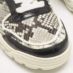 Zadig & Voltaire Black/Red Python Embossed and Leather Blaze Sneakers Size 38