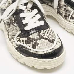 Zadig & Voltaire Black/Red Python Embossed and Leather Blaze Sneakers Size 38