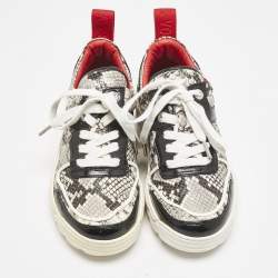 Zadig & Voltaire Black/Red Python Embossed and Leather Blaze Sneakers Size 38