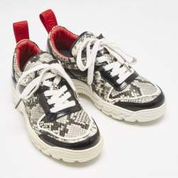 Zadig & Voltaire Black/Red Python Embossed and Leather Blaze Sneakers Size 38