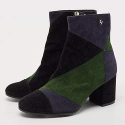 Zadig & Voltaire Multicolor Suede Patchwork Ankle Length Boots Size 36