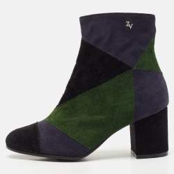 Zadig & Voltaire Multicolor Suede Patchwork Ankle Length Boots Size 36
