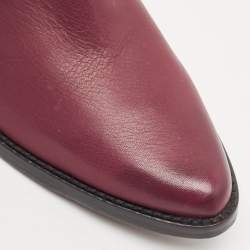 Zadig & Voltaire Burgundy Leather Thylana Studded Ankle Boots Size 36