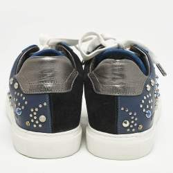 Zadig & Voltaire Multicolor Leather and Suede Studded Jungle Clous Sneakers Size 37