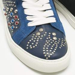 Zadig & Voltaire Multicolor Leather and Suede Studded Jungle Clous Sneakers Size 37
