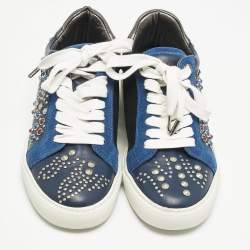 Zadig & Voltaire Multicolor Leather and Suede Studded Jungle Clous Sneakers Size 37