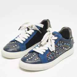 Zadig & Voltaire Multicolor Leather and Suede Studded Jungle Clous Sneakers Size 37