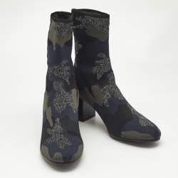 Zadig & Voltaire Multicolor Camouflage Print Knit Fabric Ankle Boots Size 40