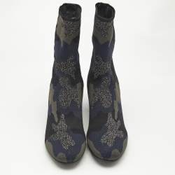 Zadig & Voltaire Multicolor Camouflage Print Knit Fabric Ankle Boots Size 40