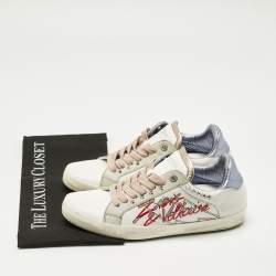 Pre Owned Zadig and Voltaire White Leather Studded Low Top Sneakers Size 39