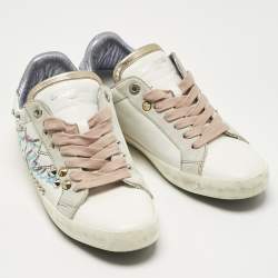 Pre Owned Zadig and Voltaire White Leather Studded Low Top Sneakers Size 39