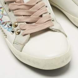 Pre Owned Zadig and Voltaire White Leather Studded Low Top Sneakers Size 39