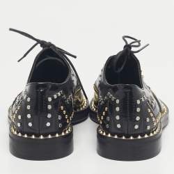 Pre Owned Zadig & Voltaire Black Leather Studded Youth Clous Oxfords Size 36