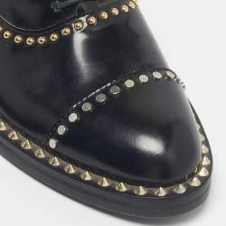Pre Owned Zadig & Voltaire Black Leather Studded Youth Clous Oxfords Size 36