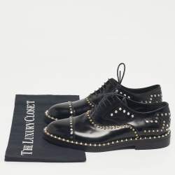 Pre Owned Zadig & Voltaire Black Leather Studded Youth Clous Oxfords Size 36